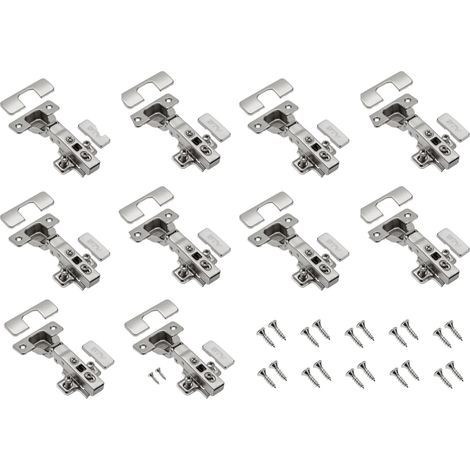10 charnières hydrauliques ECHC, superposables - Charnière avec amortissement - Butée d'angle - Plaque de montage H = 0 avec vis européennes - Fermeture silencieuse - Charnière de meuble (1/5)