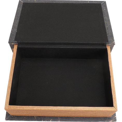 Coffret de rangement en forme de livre grande capacité bois style européen rétro boîte décorative faux livre pour décoration étagère (1/5)