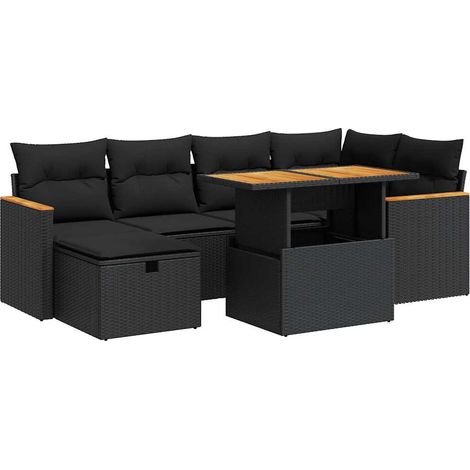 Set Divani da Giardino con Cuscini 8 pz Nero in Polyrattan vidaXL (1/5)