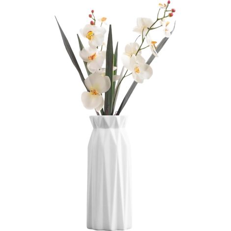 Vase à fleurs incassable durable décoratif - Arrangement floral créatif blanc - Petits vases modernes en plastique pour décoration d'intérieur, salon, table, mariage