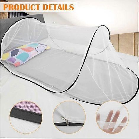 Grande tente pliante portable de 78 x 32 x 22 pouces, avec filet de fond, idéale pour le camping, les voyages et la terrasse (noire). (1/5)