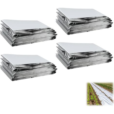 Lot de 4 films réfléchissants Grow - 210 x 160 cm - Film réfléchissant résistant à la chaleur - Film argenté pour jardins, serres, abris de plantes, améliore la répartition de la lumière et la (1/5)