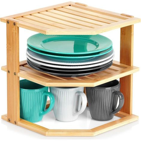 Bamboo corner kitchen shelf 3 tier 25x25x27 cm 235492727 (1/5)