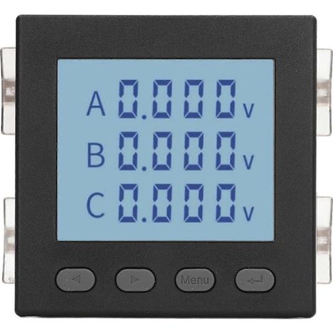 Schwarzes intelligentes 3-Phasen-Spannungsmessgerät mit LCD-Anzeige und flammhemmendem ABS-Gehäuse (AC22)