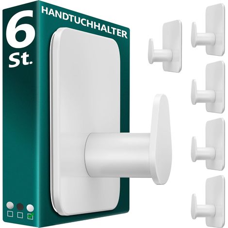 Lot de 6 porte-serviettes sans perçage en acier inoxydable Blanc (1/5)