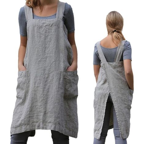 Damenschürze mit Taschen für Arbeit, Gartenarbeit, Kochen, Malen und Backen (1/5)