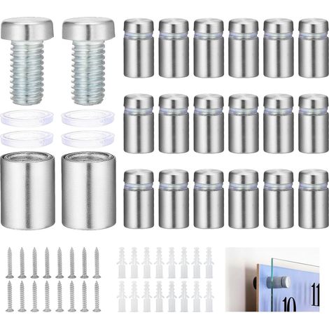 20 Pièces 12 x 20mm Entretoise de Verre Vis D'écartement Acier Inoxydable Vis pour Plaques et Présentoirs de Signe (1/5)