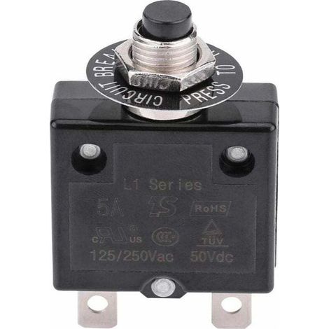 Disjoncteur 10A Interrupteur thermique de réinitialisation en option, 125-250V AC 50V DC Disjoncteur à bouton-poussoir de protection contre les surcharges de courant (1/4)