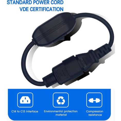 Cordon D'Alimentation Pdu Ups, Câble Iec 320 C14 Vers C13 Avec Interrupteur On/Off 30 Cm (1/4)