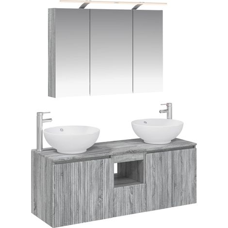 Juego de Muebles de Baño 4 pcs Sonoma gris Madera de ingeniería vidaXL (1/5)