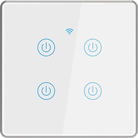 (4 Gang) Fil Neutre Requis Interrupteur Mural Tactile Télécommande Intelligente sans Fil Prise en Charge de la Commande Vocale Partage de la Famille Fonction de Minuterie