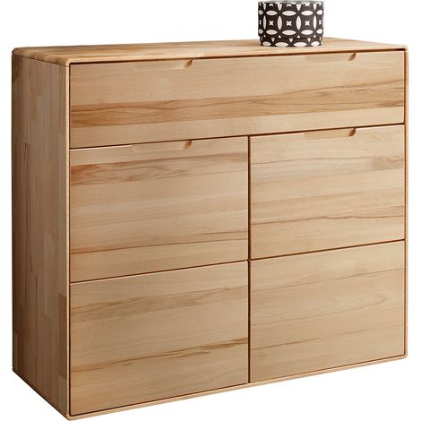 Kommode 100 cm breit modern in massiver geölter Buche KALAMANTA-69 (1/3)