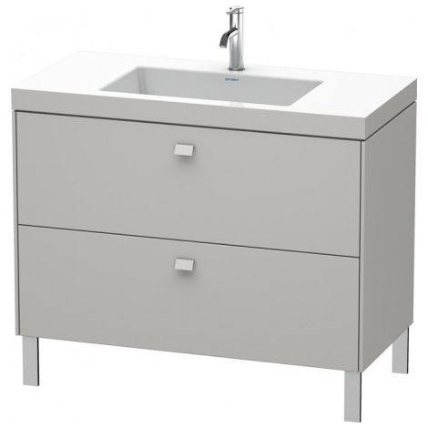 Duravit Brioso Meuble vasque c-collée avec socle sur pied 100,0x48,0 cm, 2 tiroirs, sans trop-plein, avec table de robinet, 1 trou de robinet, Couleur (avant/corps): Décor Gris Béton Mat, Poignée Béton Gris Béton Mat Mat - BR4702O0707