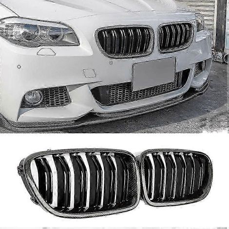 Calandre avant à double lamelles en fibre de carbone brillante pour BMW Série 5 F10 F11 M5 2010-2016 (1/2)