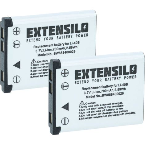 EXTENSILO 2x Akku kompatibel mit Traveler Super Slim XS-4000, XS-7, XS4, XS-40, XS-4, XS-70, XS-400, XS-10, XS80, XS-8 Kamera (700 mAh, 3,7 V, Li-Ion) (1/5)