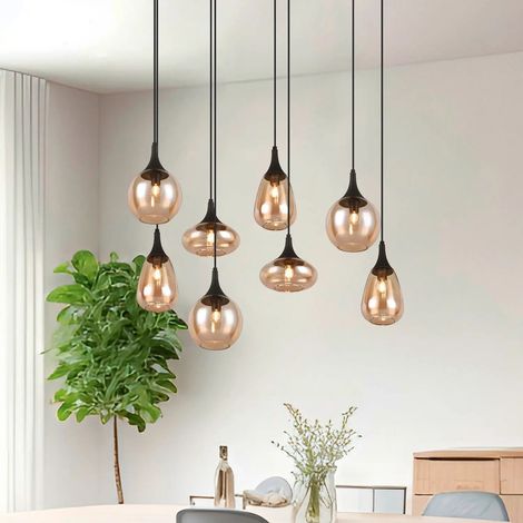 [GEBRAUCHT] B-Ware Trio Lighting Hängeleuchte Pendelleuchte Lampe Lumina Glas Schwarz Amber Metall