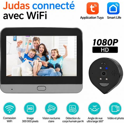 Sonnette vidéo judas électronique goutte d'eau PD11-B noir WiFi 1080P app noir pd11-b 19,2 × 12,6 × 7,5 cm 635 g – Livraison gratuite