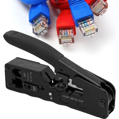 Pince à sertir multifonctionnelle RJ45, pince à sertir réseau, pince à sertir réseau RJ11/RJ12 Cat5/Cat6/Cat7 à tête cristalline, 6P/8P (1/5)