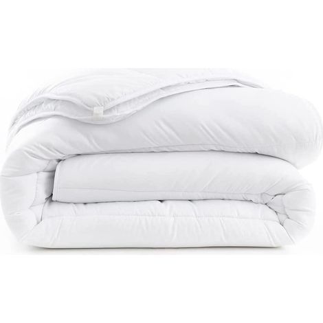 Couette 4 Saisons Modulable - 2 Couettes Reliables par Attaches, 300g/m² et 200g/m² - Garnissage et Enveloppe 100% Polyester, Fabriquée en France - 140 x 200 cm (1/5)