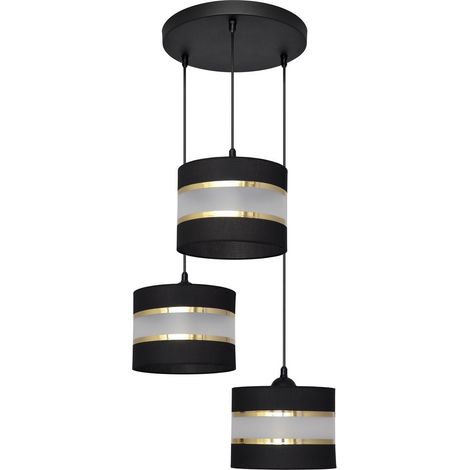 Helam HELEN Plafonnier Suspendu Cluster Noir, Or 35cm