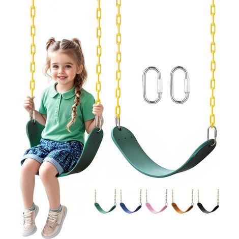 Little Dove Schwerlast-Schaukelsitz, Kinderschaukel mit 168 cm langen, rostbeständigen Ketten, Schaukelzubehör mit Schnellgliedern, Schaukel für Spielplatz und Garten, Grün (1/5)