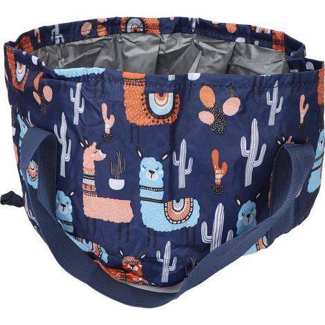 Bassin de trempage des pieds pliable 21L, cuve de bain portable pour lavage extérieur et camping, bleu foncé, sac de pédiluve compact, idéal randonnée (1/5)