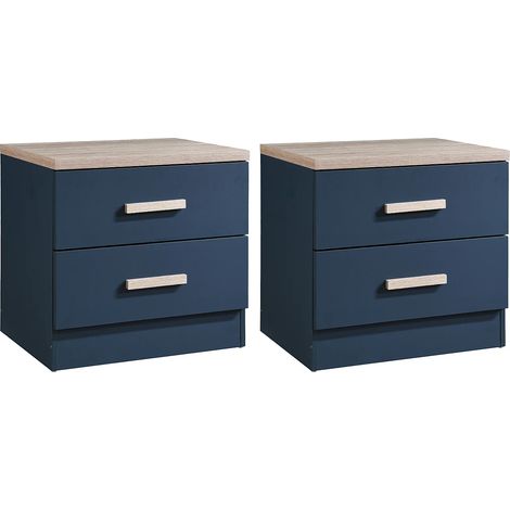 Comodino con 2 cassetti Blu e Naturale - Lotto di 2 - SKAIDO (1/5)