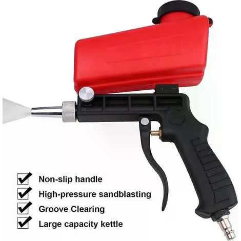 Pistolet de sablage à gravité portable 1/4 pouce, kit de sablage pneumatique, appareil de décapage de la rouille, machine de sablage réglable, pistolet de pulvérisation (1/4)