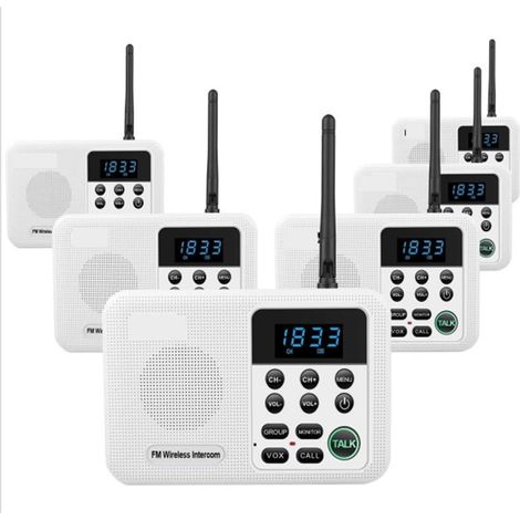 Système d'interphone sans Fil Longue portée de 1 Mile for Les Bureaux d'affaires à Domicile(6 Unit White) (1/5)