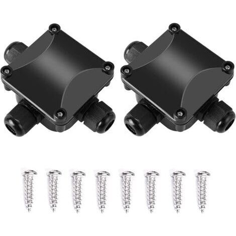 IP68 Boîte de Connexion Electrique Imperméable Connecteur de Câble 3 Voies Connecteurs Boîte Plastique Boîtier de Raccordement Électrique Ensemble 2 Pièces Convient à Câble 5 à 10mm Noir avec