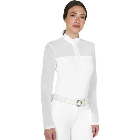XS, Grigio Harbor mist: Polo donna slim fit in tessuto tecnico traforato a manica lunga da concorso (1/5)