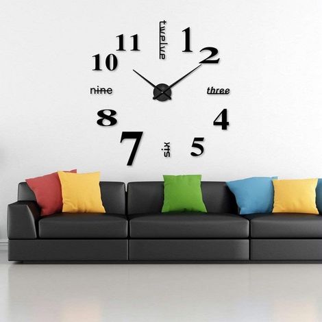 Horloge Murale Muette, Pendule Murale de Mode Moderne Horloge Murale sans Cadre 3D DIY Miroir Autocollant Bureau Htel Décoration de La Maison DIY Horloge Murale (1/5)