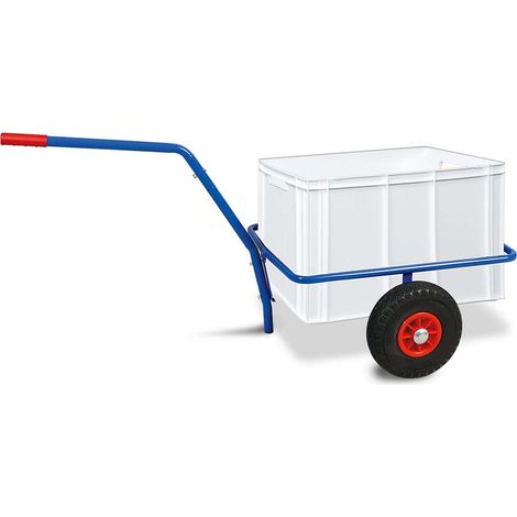 BRB Handwagen mit herausnehmbarem Kunststoffkasten 600x400x420 mm, weiß, pannensichere Reifen, Tragkraft 200 kg (1/2)