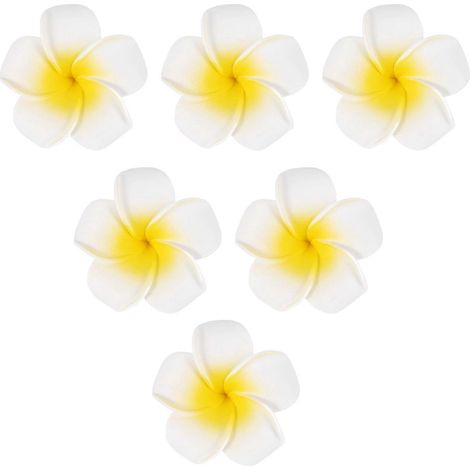 100 fleurs artificielles de frangipanier hawaïen en mousse blanche -- (1/5)