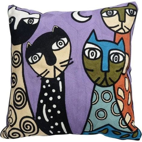 Housse De Coussin - 45x45 Cm - Motif Abstrait Rétro - Lot De 4