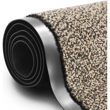 Karat – Tapis de porte paillasson antistatique lavable 30°C – Polypropylène velours – Dos vinyle antidérapant – 60 x 90 cm – Ocre-noir