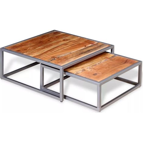 Ensemble de table basse 2 pièces Bois d'acacia massif vidaXL (1/5)