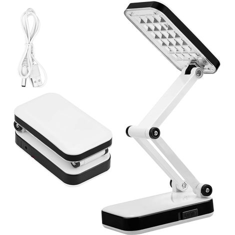 Faltbare LED-Schreibtischlampe, weiße Tischlampe, wiederaufladbare Nachttischlampe
