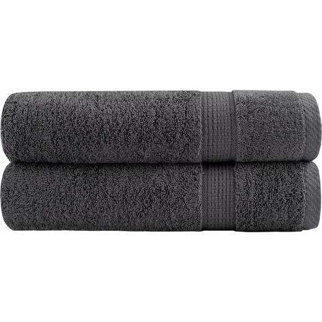 Serviettes de qualité supérieure SOLUND, lot de 2, anthracite, 50 x 100 cm, 600 g/m²