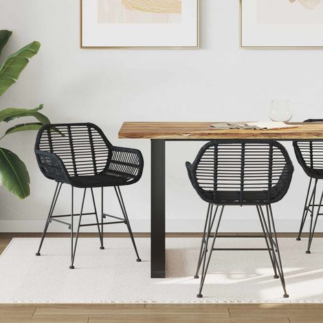 Esszimmerstuhl 2 pcs Schwarz 55 x 50 x 74 cm Rattan und Eisen