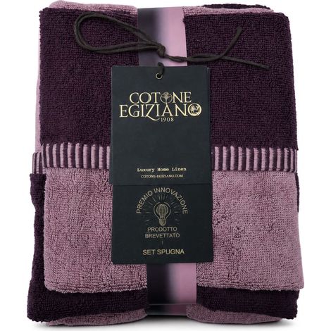 Set di Asciugamani Sazaga, 100% Cotone set da 2 Reversibile, Colore Struttura Viola, Rosa (1/5)