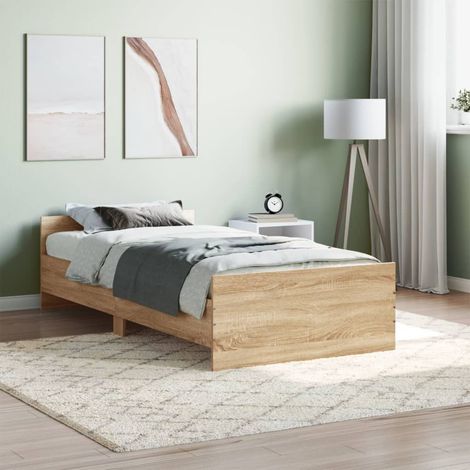 Lit simple,Lit adulte,Cadre de lit chêne sonoma 90x200 cm bois d'ingénierie280961 (1/5)