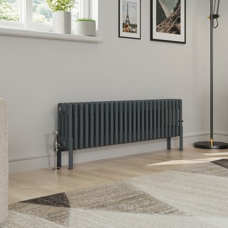 Warmehaus Traditional 4 Column Anthracite Radiator Cast Iron Style Radiators 300x1190mm