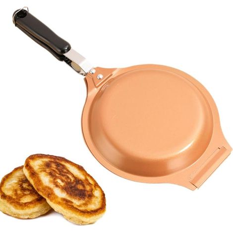 Anti-Blasen-Bratpfanne – Doppelwandige Eierpfanne, 19 cm Crêpe-Pfanne, induktionsgeeignet, antihaftbeschichtet, tragbares Kochgeschirr, ideal für Zuhause, Camping und Picknicks (1/5)