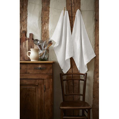 Lot de 2 essuie-mains "Soline" 50 x 70 cm Lin lavé - Soline Craie - Soline Craie -