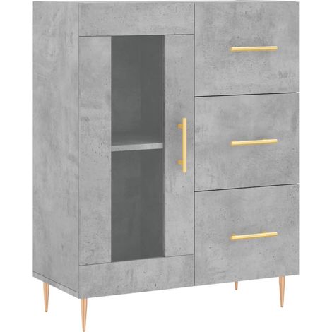 Aparador cómoda cómoda armario mueble organizador cocina salón salón 69,5 x 34 x 90 cm madera contrachapada gris 020032030 (1/5)