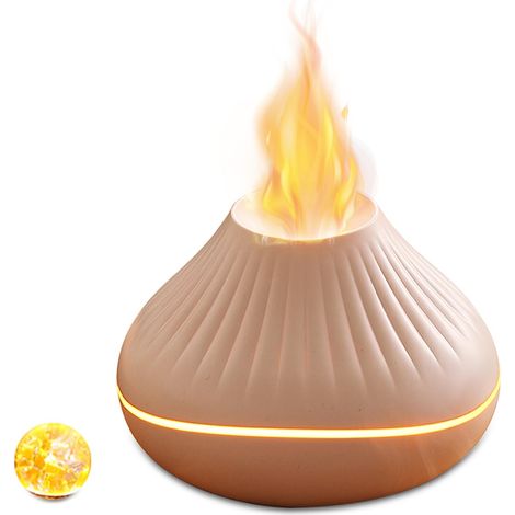Diffuseur à flamme colorée : humidificateur volcanique ultra-silencieux de 160 ml, diffuseur d'huiles essentielles d'aromathérapie à brume fraîche, 7 couleurs de flamme, convient aux chambres et aux b (1/5)