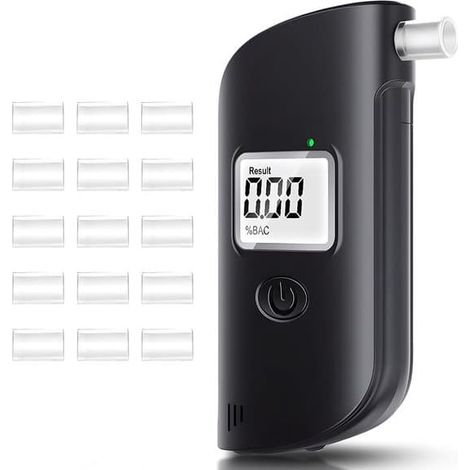 Alcootest professionnel à 5 embouts, éthylotest numérique avec écran LCD, adapté à un usage privé et professionnel (noir) (1/5)