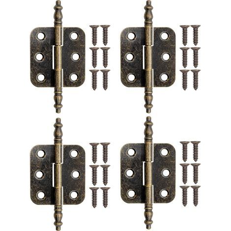 Möbelscharnier, Set mit 5 antiken Metallscharnieren im Retro-Stil aus Eisen, 70 x 35 mm, Bronze (1/4)