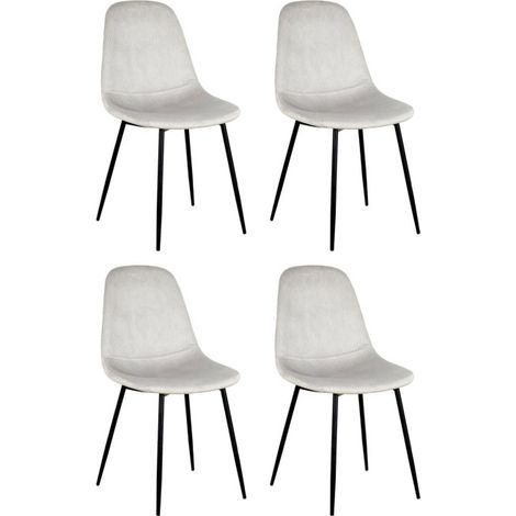 Lot de 4 Chaises Velours "Giulia" 85cm Gris Clair (1/5)